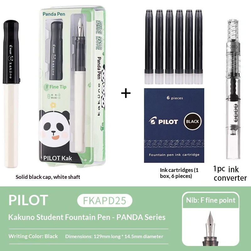 PILOT Fountain Pen Lightweight Barrel SMILEY Cute Panda Nib/Cap Practice Pen Business School Journaling Gift Japanese Stationery
