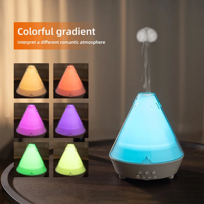 7 Colors Gradient Light Simulated Volcano Aroma Diffuser Jellyfish Smoke Ring Air Humidifier USB Aromatherapy Oil Diffuser