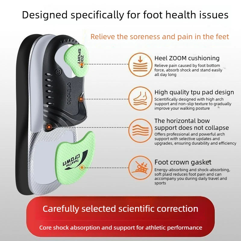 Arch Support Unisex Sports Shock-Absorbing Insoles to Relieve Foot Pain and Fatigue, Graphene Antibacterial and Odor-Resistant