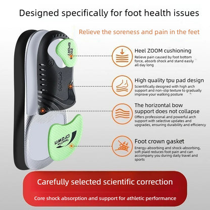 Arch Support Unisex Sports Shock-Absorbing Insoles to Relieve Foot Pain and Fatigue, Graphene Antibacterial and Odor-Resistant