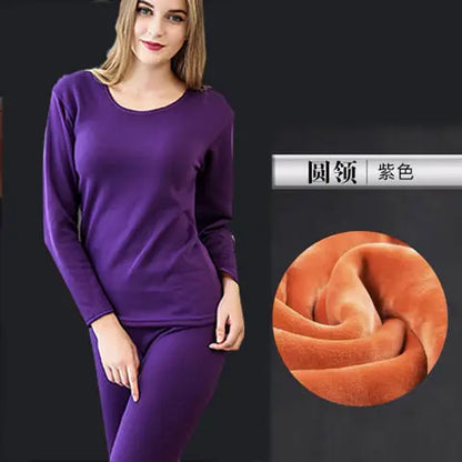 Men Woman Fleece Thicken Thermal Underwear Suit Winter O Neck Super Soft Long Sleeve Tops Leggings Long Johns Homewear Set