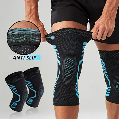 2pcs Professional Non Slip Nylon Sports Knee Support Sleeve High Elastic Compression for Basketball Cycling Running Gym Unisex