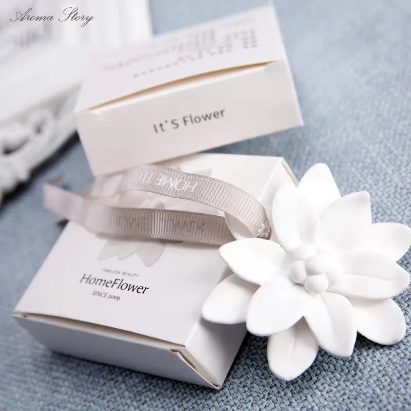 1pcs HomeFlower Ceramic Aromatherapy Air Freshener Home Decor Aroma Diffuser Mist Maker Diffuser with Aromatic Ribbon Home Decor