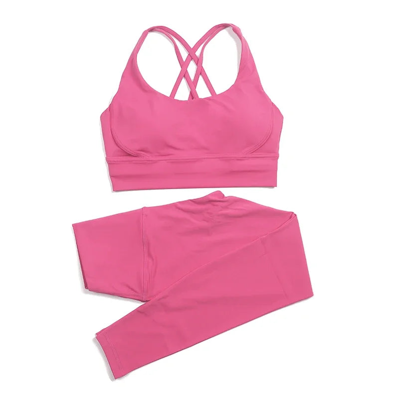 TRY TO BN Yoga Set Fitness Sports Bra Naked Leggings Women's Tracksuit Sportwear Breathable Workout Two Pieces Suit Gym Clothing