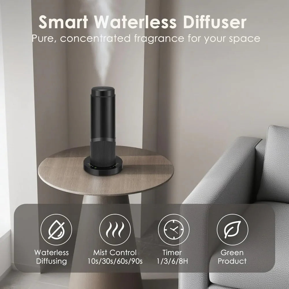 Waterless Scent Essential Oil Diffuser Black Intelligent Aromatherapy Diffuser 200ML Large Capacity Aroma Diffuser Hotel Home