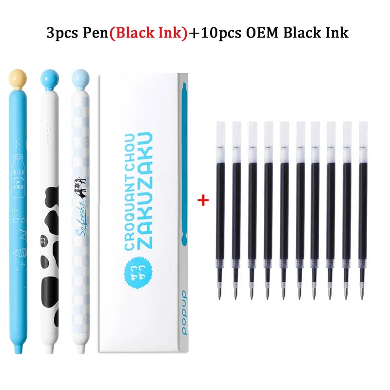 KACO ZAKUZAKU Gel Pen Set,0.5mm Smooth ST Nib Aesthetic Writing Black Ink Stress-Relief Signing Stylos For Journaling,Work,Study