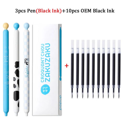 KACO ZAKUZAKU Gel Pen Set,0.5mm Smooth ST Nib Aesthetic Writing Black Ink Stress-Relief Signing Stylos For Journaling,Work,Study