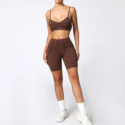 Yoga Sports Fitness Sets High Waist Hip-lifting Trousers Open Back Bra Suit Casual Running Workout Gym Leggings Sexy Sets Women
