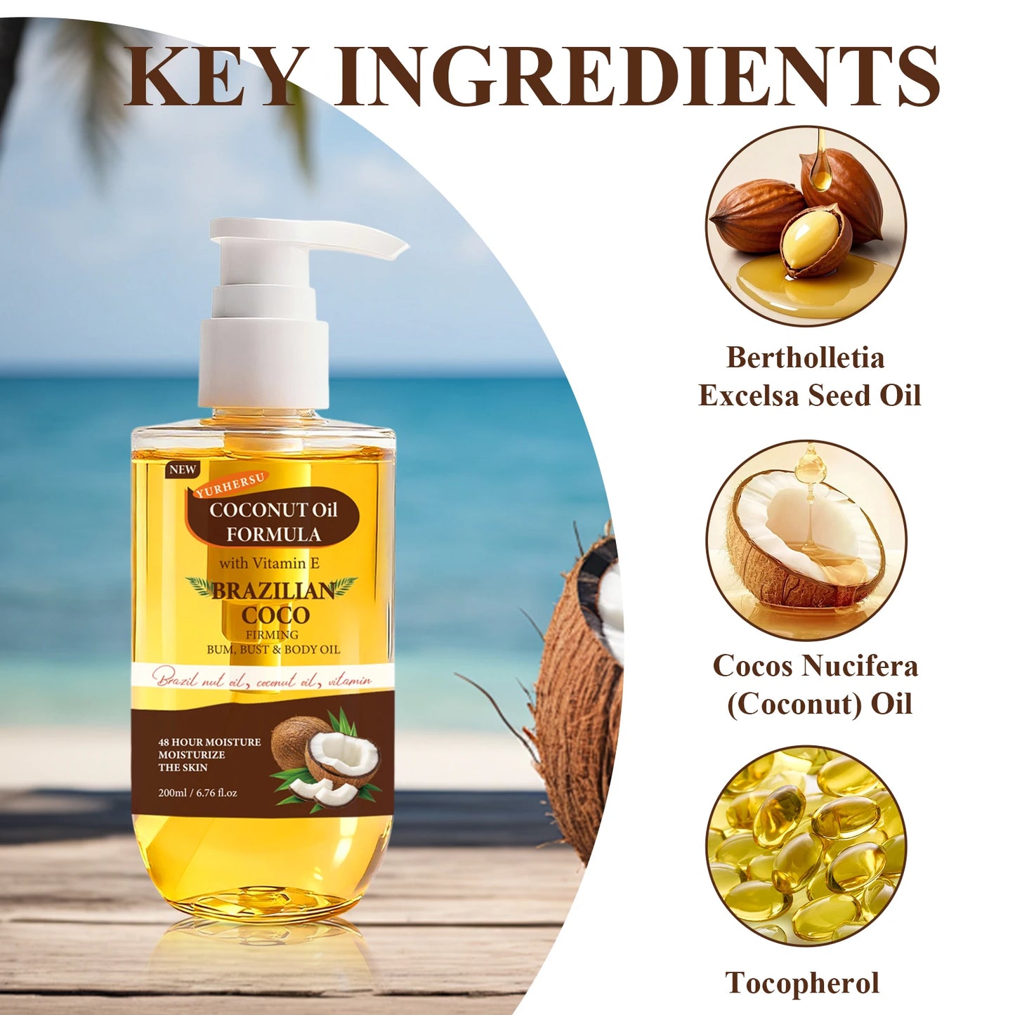 Organic Coconut Oil for Skin, Deep Moisturizing & Nourishing, Improves Elasticity, Natural Body Butter Alternative, Non-Greasy