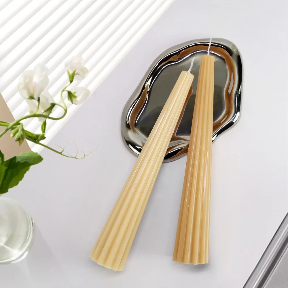 Geometry Line Cone Plastic Candlestick Mould Easy Demold DIY Candle Holder with Base Acrylic Mold Wedding Art Aromatherapy Decor