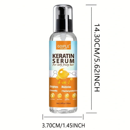 Keratin Protein Hair Care Serum for Curly Frizz Control Shine Protection Heat Protectant Spray for Thermal Protector Moisturizer