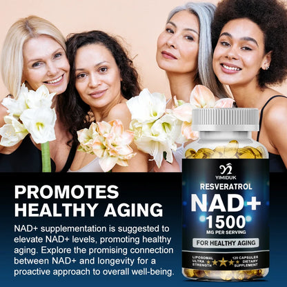 NAD Capsules Supplements - with Resveratrol, Natural Energy, Anti-aging & Cellular Health, Strengthens The Immune System