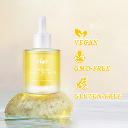 Pressed Borage Oil - 100% Pure Natural Face Oil for Skin Lifting & Firming, Vegan, GMO-Free, for Elasticity & Brightening. 30ml
