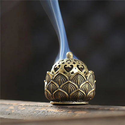 Buddhist Utensils Incense Burner Lotus Incense Censer Archaic Copper Alloy Sandalwood House Furnishings Home Office Decoration ﻿