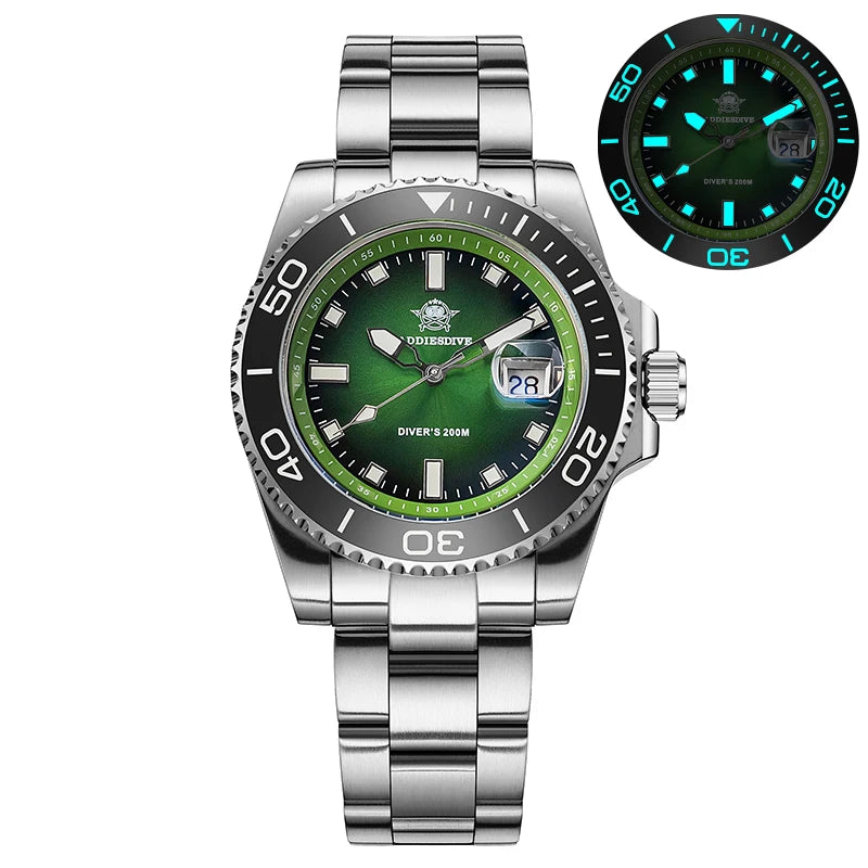 ADDIESDIVE New 41mm Men Watch Diving 200m Waterproof  AD2089 Top Brand Diver Wristwatch Stainless Steel Luminous Leisure Watch