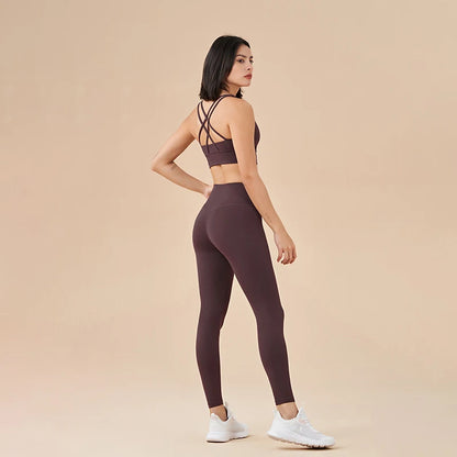 TRY TO BN Yoga Set Fitness Sports Bra Naked Leggings Women's Tracksuit Sportwear Breathable Workout Two Pieces Suit Gym Clothing