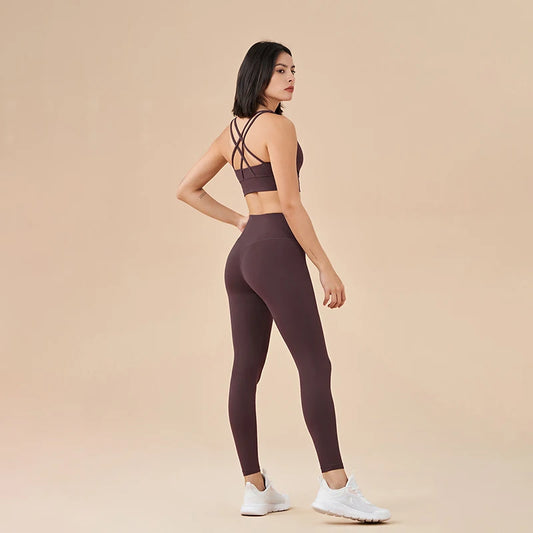 TRY TO BN Yoga Set Fitness Sports Bra Naked Leggings Women's Tracksuit Sportwear Breathable Workout Two Pieces Suit Gym Clothing