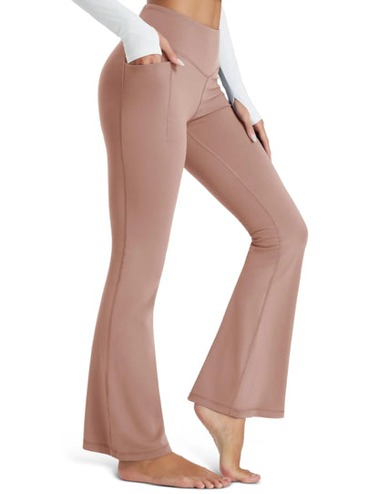TACVASEN Womens Yoga Flare Leggings with Pocket  Wide Leg Stretch Moisture Wicking Pants High Waisted Tummy Control Yoga Pants