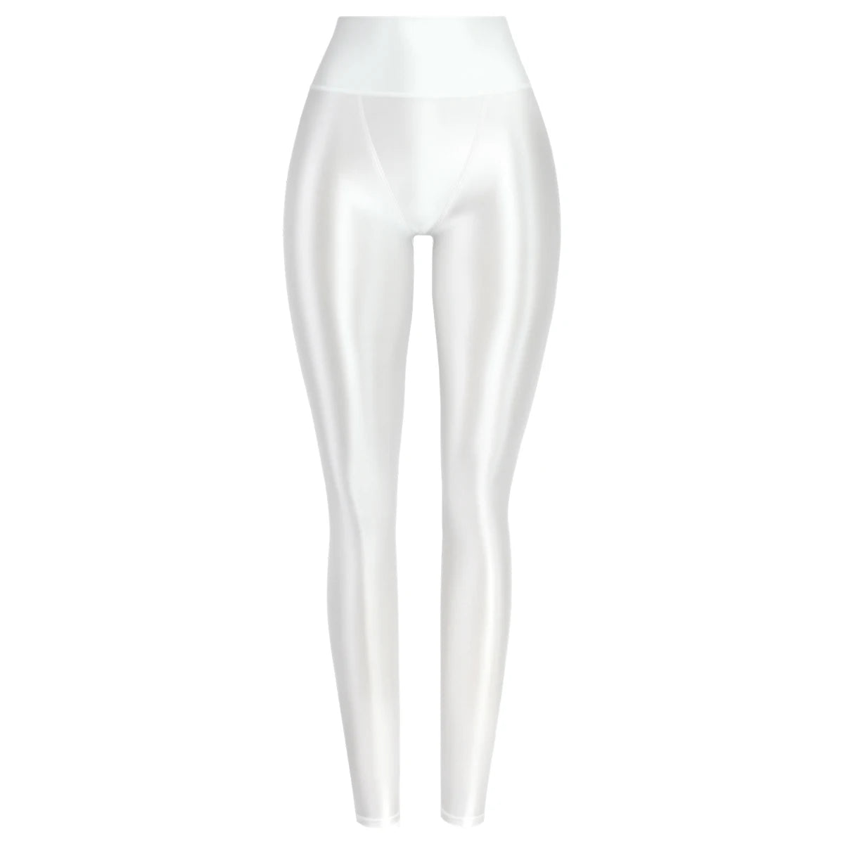 MJINM Sexy Glitter Soft Smooth High Waist Double-layered Small V-crotch Ankle-length Pants Yoga Fitness Gymnastic Tight Leggings