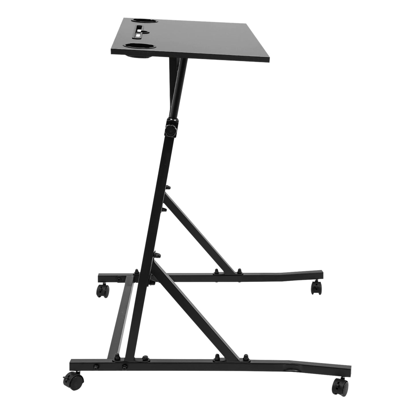 Black/Log Adjustable Bike Trainer Fitness Desk Z Shape Mobile Stand up Desk with Wheel Fitness Standing Computer Table