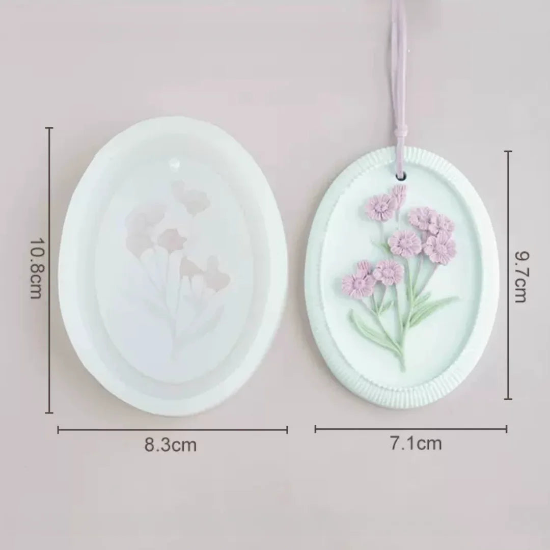 Flower Listing Aromatherapy Gypsum Mold DIY Car Mounted Wardrobe Wax Sheet Plaster Craft Silicone Mould