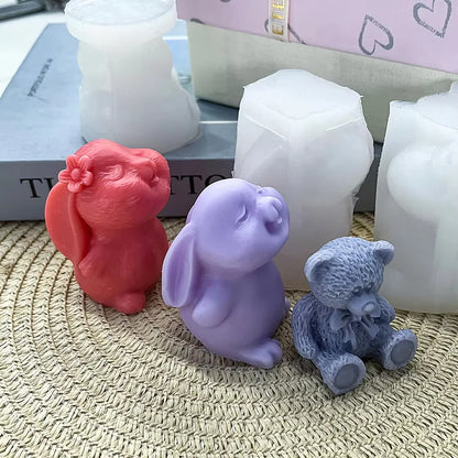 Easter Bunny Shape Molds Adorable Easter Bunny Aromatherapy Plaster Mold Smiling Rabbit Silicone Candle Molds