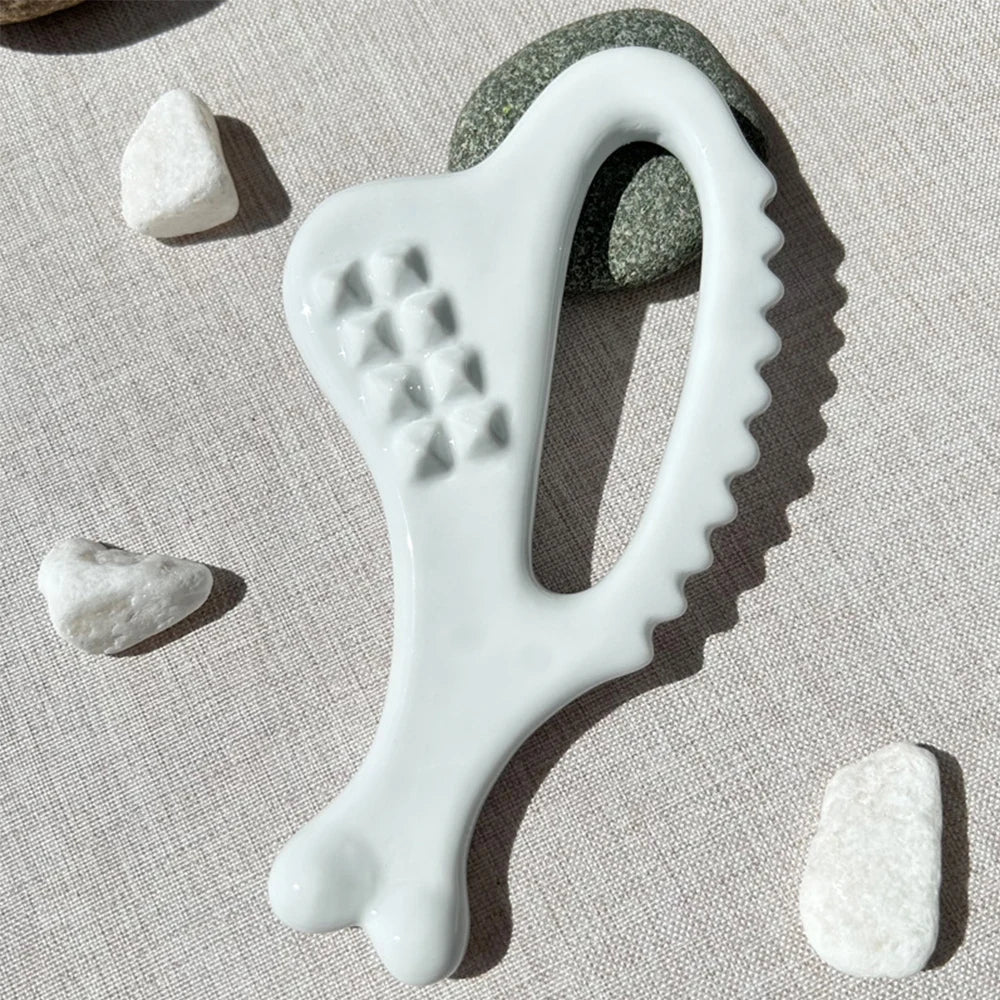 Ceramic Gua Sha Massager Body Skin Scraping Facial Guasha for Slim Face and Body Muscle Relaxation