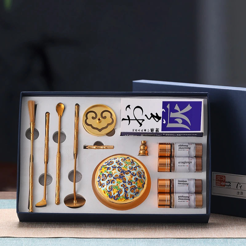 Copper incense set entry primary incense seal tools incense press gift box household indoor incense burner supplies decoration