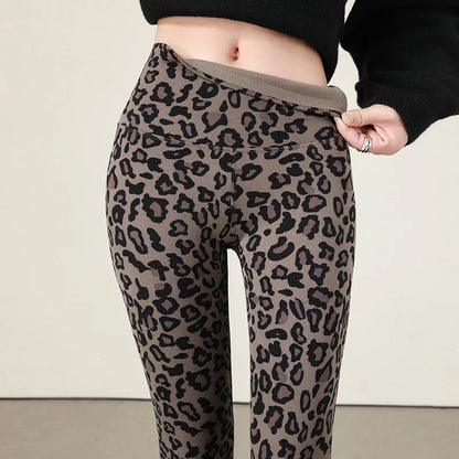 Autumn Winter Thin Velvet Fashion Leopard Sharkskin Leggings Women High Waisted Sexy Slim Tight Warm Leggings Yoga Pants