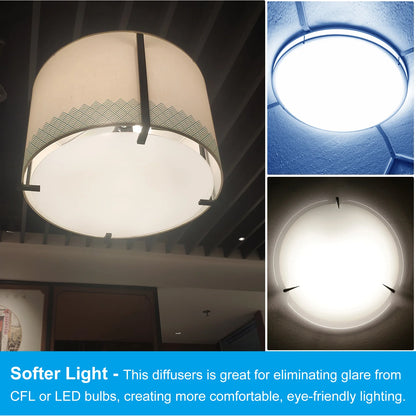 Lampshade Diffuser 190-406mm Dia. Round Frosted Milky White Acrylic Diffuser for Drum Lampshades Pendants Light DIY Light Shield