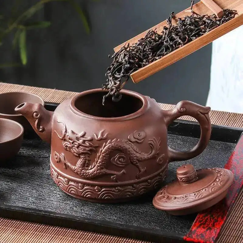 600ml Yixing Purple Clay Lucky Dragon tea Pot filter teapot sand Could brew puer Lapsang souchong Qimen black tea Zisha teapot