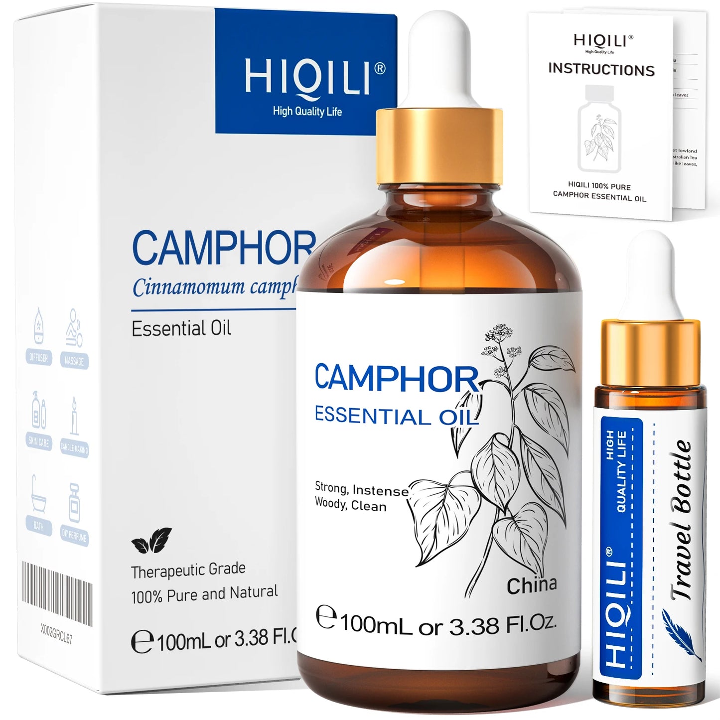 HIQILI Therapeutic Grade Essential Oil 100ml for Massage Relaxation Air Freshener Bergamot Peppermint Vanilla Chamomile Thyme