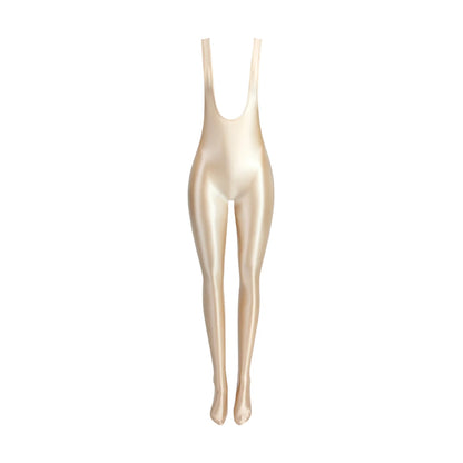 MJINM Glossy Silky Smooth High Stretch Bodybuilding Yoga Sports Tight Leggings Strap Jumpsuit Bodysuit Catsuit Overalls Playsuit