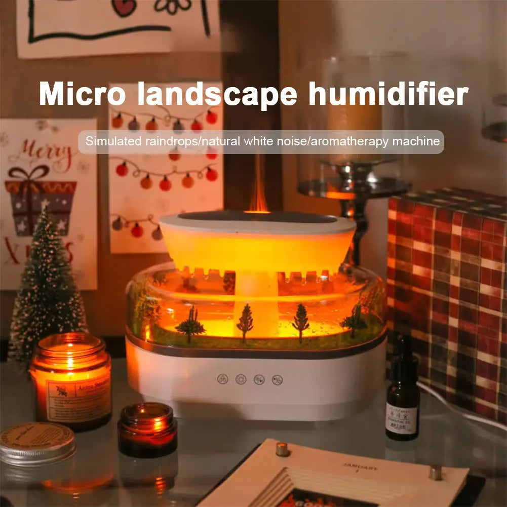 Rain Cloud Aroma Diffuser Small Air Humidifiers Water Drip Micro Landscape Essential Oils Ultrasonic Diffuser with 6 Night Light