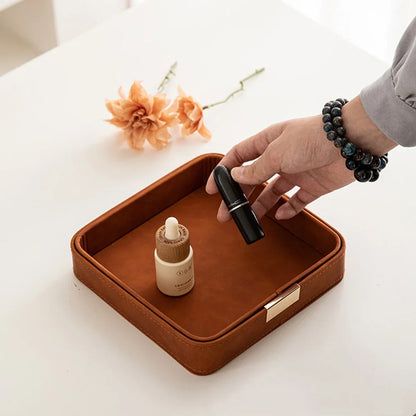 Entry Door Porch Key Storage Box Desktop Clutter Storage Case Leather Tray Jewelry Aromatherapy Plate Living Room Accessories