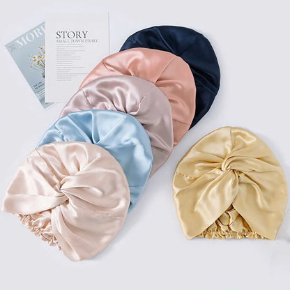 32 Momme 100% Mulberry Silk Sleep Cap Double Layer Night Bonnet Adjustable Elastic Hair Bonnet Anti-Frizz Hair Care Accessories