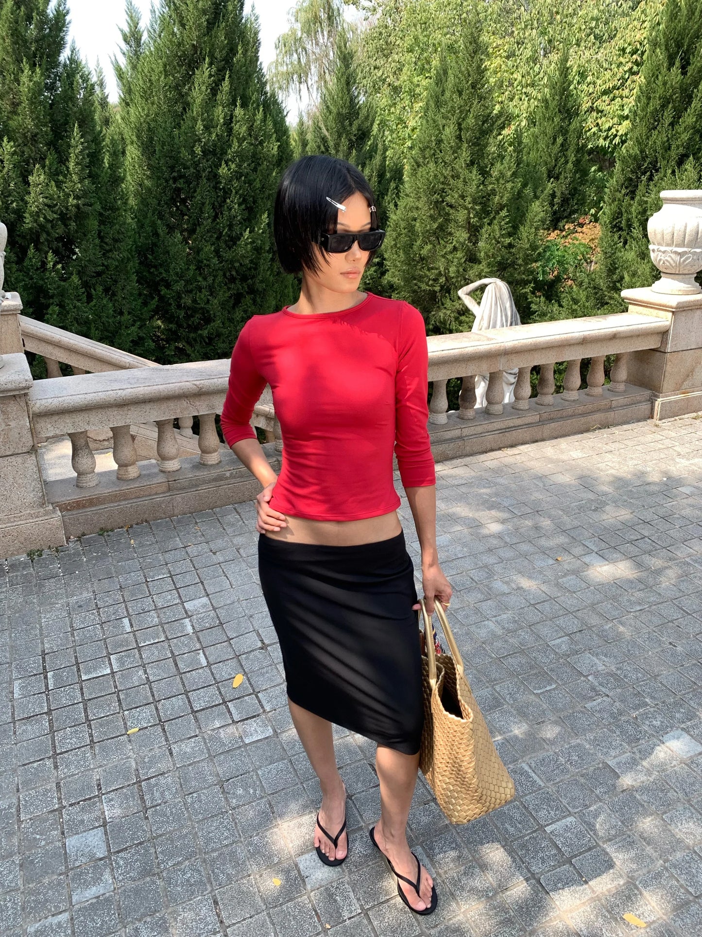 Tank cherry red long-sleeved T-shirt tight multi-color high-elasticity base layer cleanfit top
