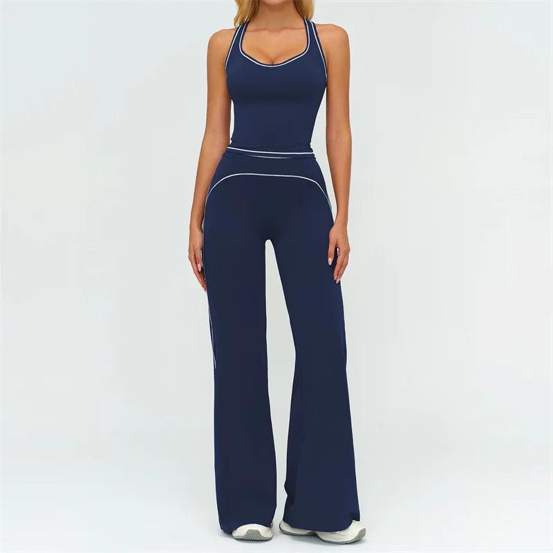 TRY TO BN Women's Tracksuit Yoga Sets Sports Vest Contrasting Color High Waisted Leggings Fitness Two Pieces Running Gym Clothes