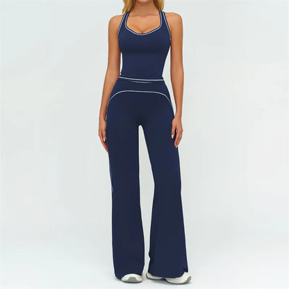 TRY TO BN Women's Tracksuit Yoga Sets Sports Vest Contrasting Color High Waisted Leggings Fitness Two Pieces Running Gym Clothes