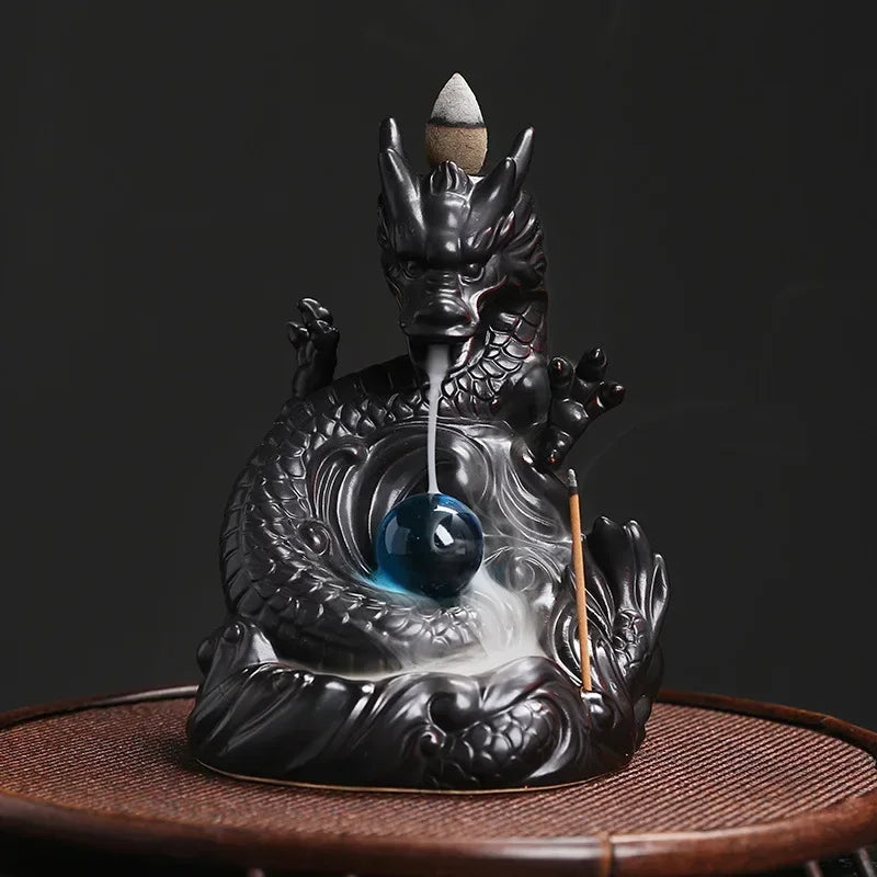 Dragon Incense Holder Ceramic Dragon Smoke Waterfall Backflow Incense Burner Censer Home Decor Home Perfume Dragons for New Year