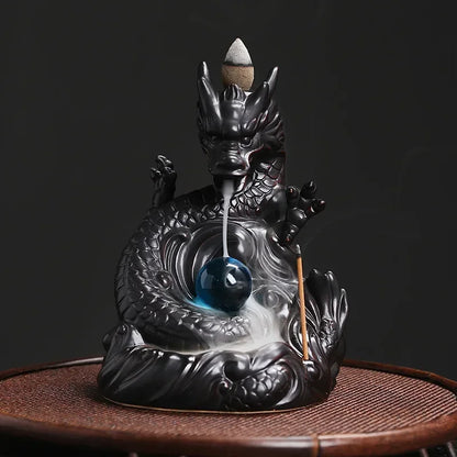 Dragon Incense Holder Ceramic Dragon Smoke Waterfall Backflow Incense Burner Censer Home Decor Home Perfume Dragons for New Year