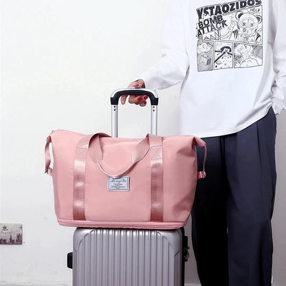 Expandable large-capacity storage luggage bag, water-resistant sports and fitness handbag, casual travel luggage bag