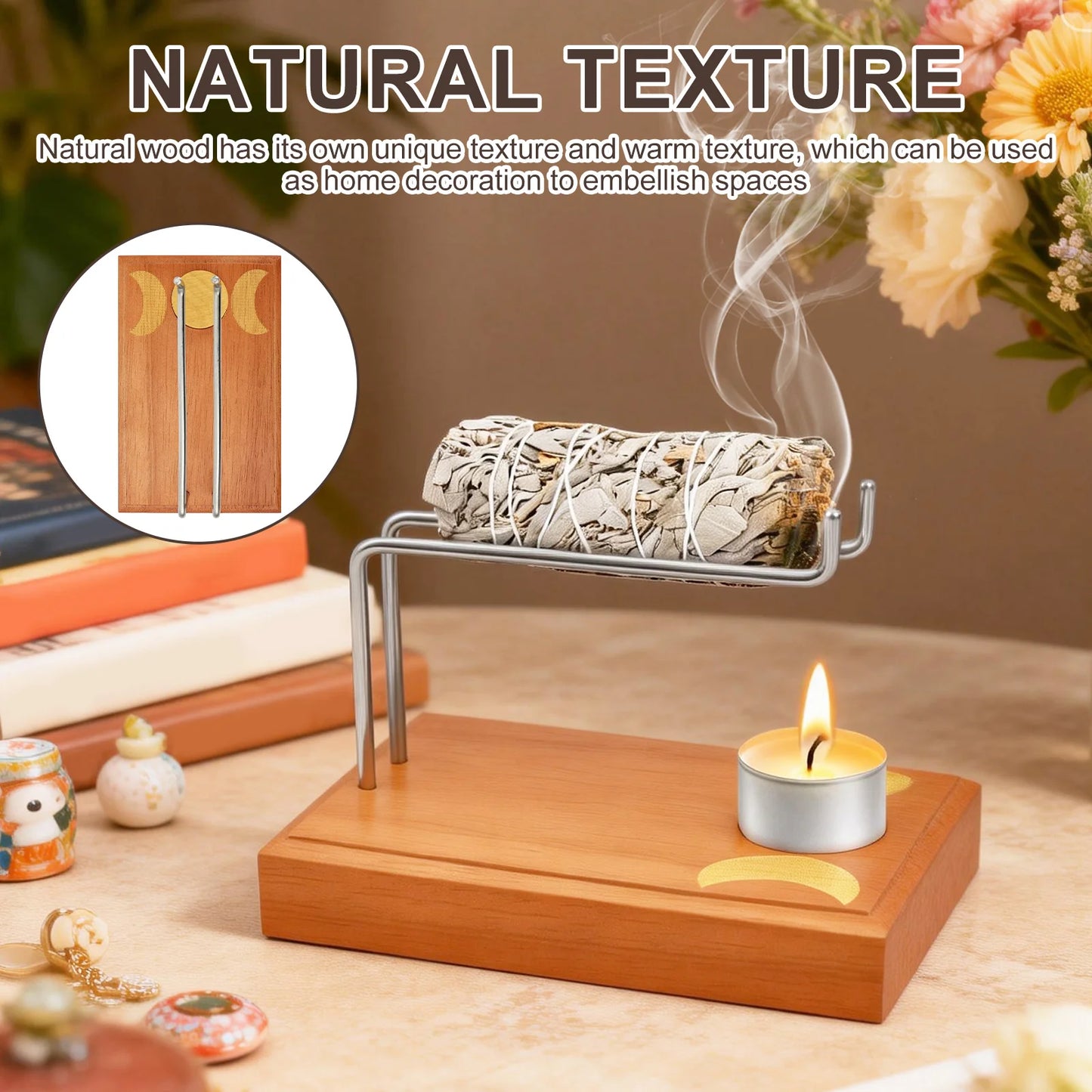 Palo Santo Incense Sage Holder Incense Sticks Candle Holder Natural Wood Burner Yoga Meditation Spirituality Thanksgiving Gift