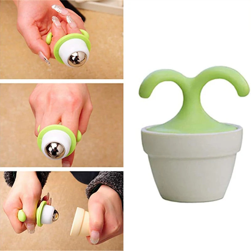 2/1pcs Handheld Body Massager Mini Potted Plant Shaped Roller Ball Bead Relaxation Massage Cooling for Neck Foot Skin Care Tool