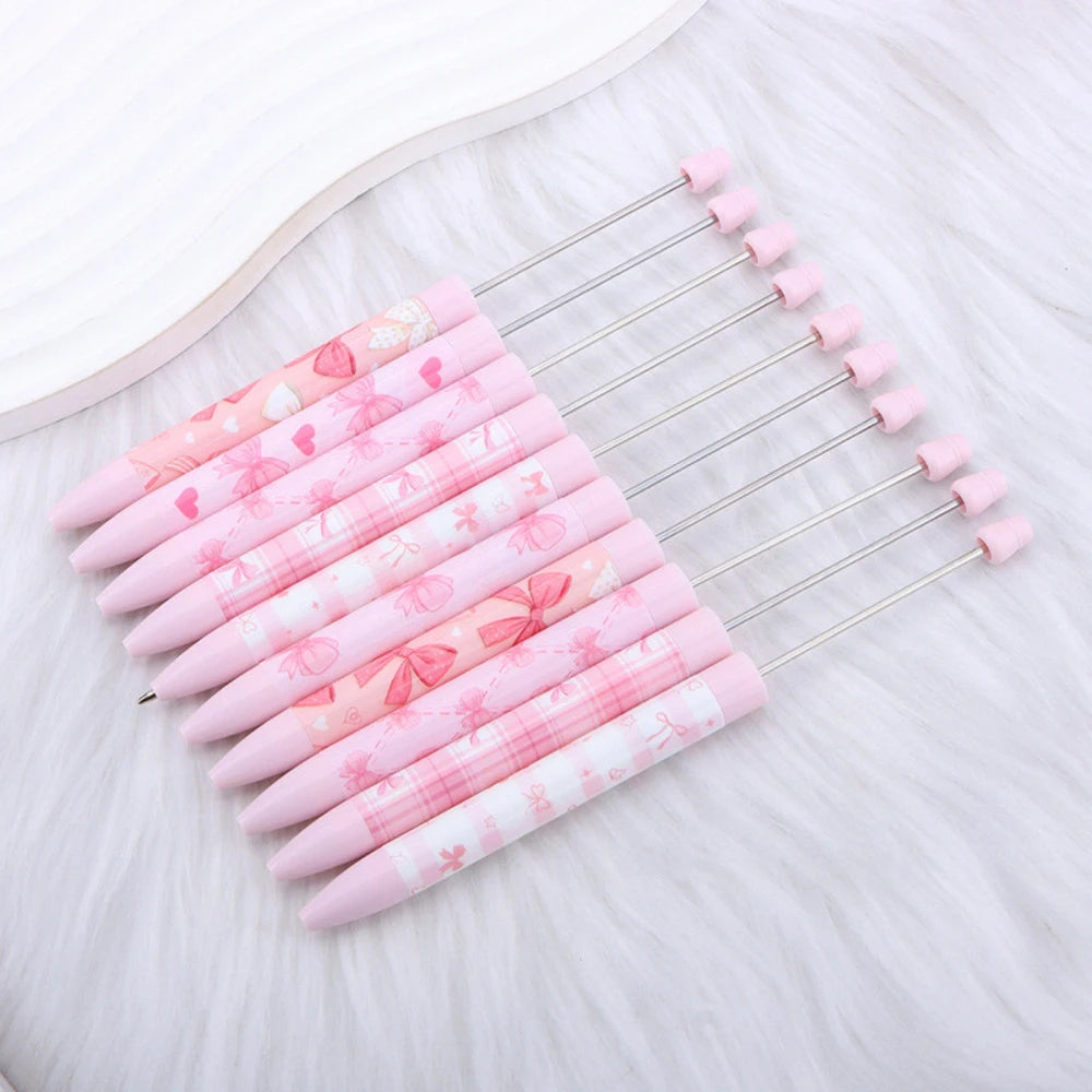 40Pcs Bowknot Pink Color Scheme | DIY Bead Ballpoint Pen for Crafting, Journaling & Party Favors