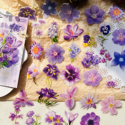 Floral Waterproof Stickers for Scrapbooking Transparent Flower Decals for Journaling, Planner, Cardmaking, Laptops, Decoration