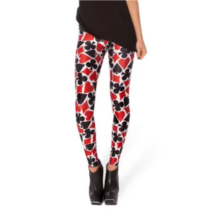 Autumn Poker Flower Leggings Halloween Printed Fashion Stretch Female Leggins For Women Leggin Punk Rock Clothing