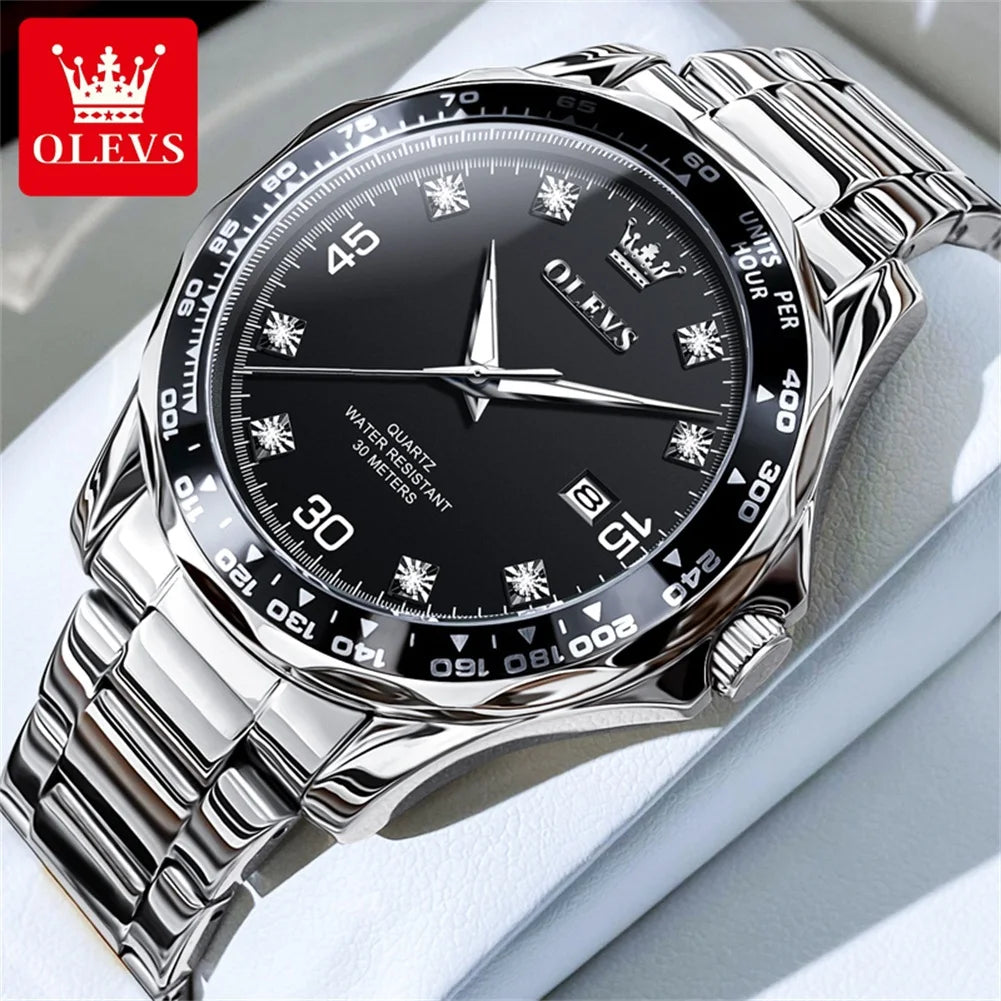 OLEVS 9988 Quartz Watch for Men Luxury Style Waterproof Stainless steel TOP Brand Classic Date Men's Watches Relógio Masculino
