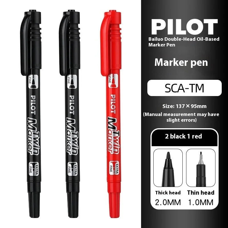 Pilot SCA-TM Dual-Tip Marker,Water-Based Vibrant Quick-Drying Twin-Tip Permanent Ink Pens for Journaling,Scrapbooking&DIY Crafts