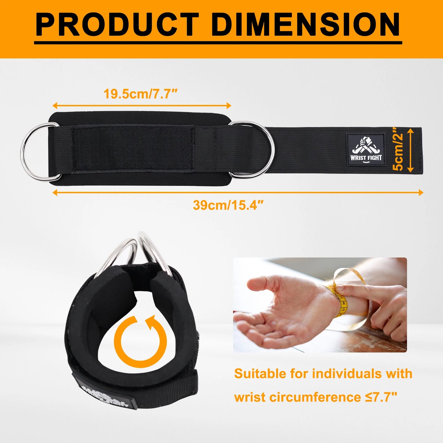 Adjustable Wrist Cuffs Straps with Dual D-Rings for Cable Machine Workouts, Lateral Raises, Arm Strength Training Fitness